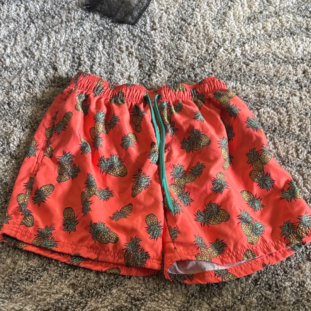 Pineapple Print Swim Trunks - Red